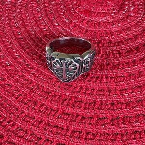 Silver color Cross Men's Ring